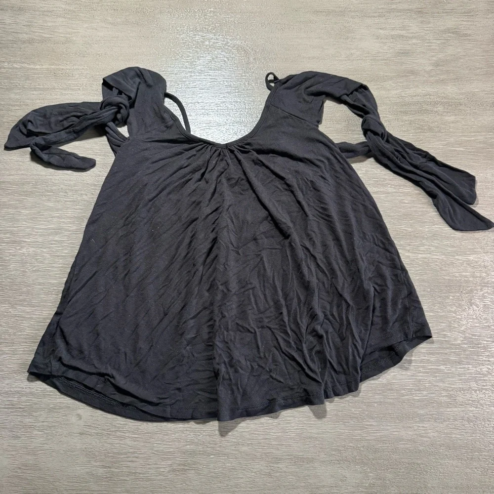 Free People Black Bow Off Shoulder Tank Top S - Picture 5 of 11